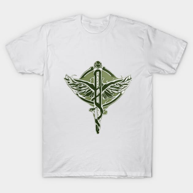 Caduceus Olive Green Shadow Silhouette Anime Style Collection No. 202 T-Shirt by cornelliusy